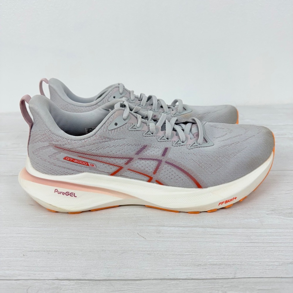 Asics GT-2000 13 Womens Size 10 Running Shoes Grey Orange Comfort Athletic